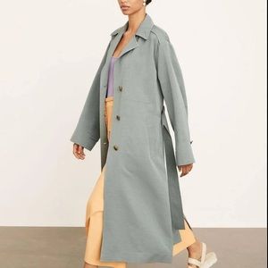 Grey blue light weight trench Vince Soft Faille Coat